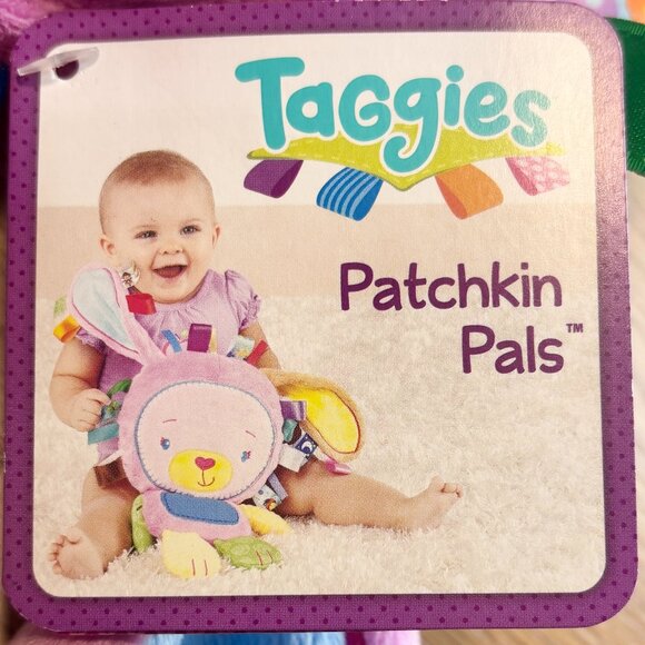 Taggies Patchkin Pals Bunny Rabbit Soft 13in Plush Squeaker Ribbon Sensory NWT - Picture 3 of 3